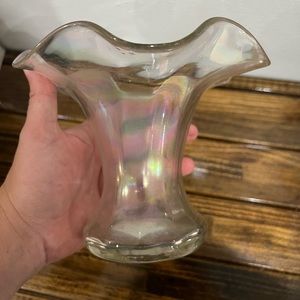 Vintage Iridescent Swung Glass Vase